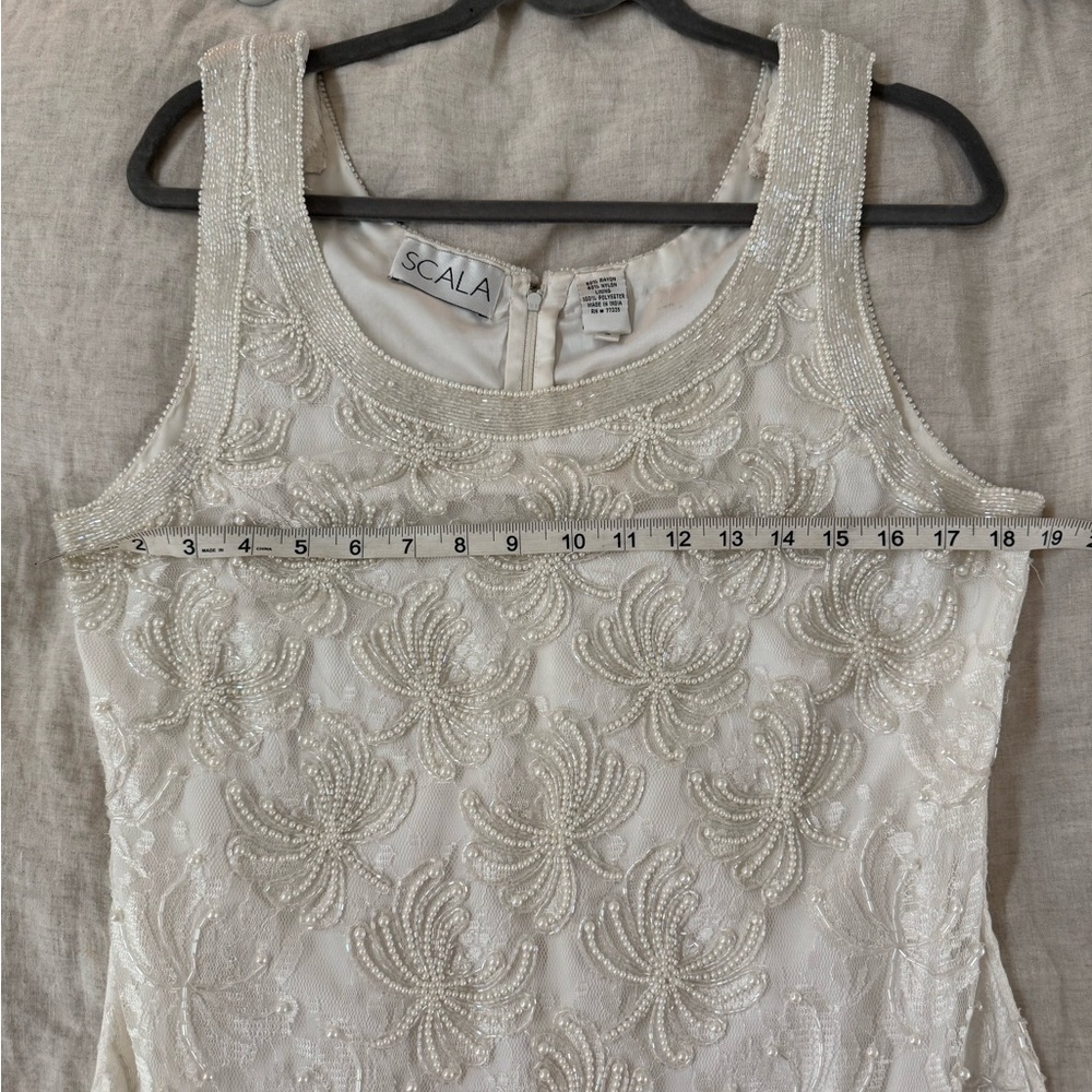 Vintage Scala White Beaded Maxi Dress - Picture 11 of 12